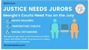 Graphic of Justice Needs Jurors poster